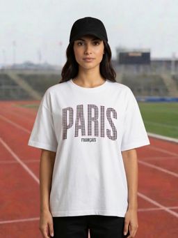 Nobero - White Oversized Typography T-Shirt