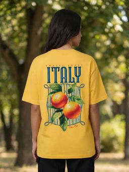 Nobero - Yellow Oversized Graphic T-Shirt