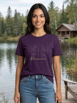 Nobero - Purple Regular Fit Floral T-Shirt