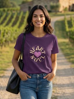 Nobero - Purple Regular Fit Printed T-Shirt