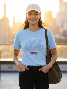 Nobero - Blue Regular Fit Graphic T-Shirt