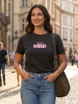 Nobero - Black Regular Fit Typography T-Shirt