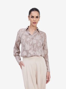 Strong And Brave - Ivory Relaxed Fit Embroidered Shirt