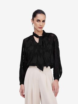 Strong And Brave - Black Relaxed Fit Embroidered Top
