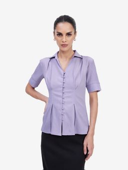 Strong And Brave - Lavender Flared Fit Textured Top