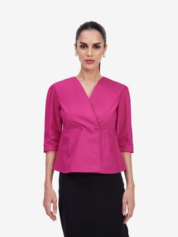 Strong And Brave - Pink Flared Fit Solid Plain Shirt