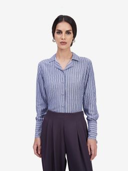 Strong And Brave - Grey Regular Fit Stripes Shirt