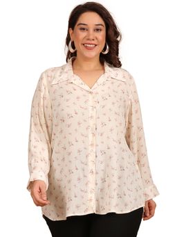 THE PINK MOON - Cream Regular Fit Floral Shirt