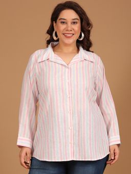THE PINK MOON - Multi-Color Regular Fit Stripes Shirt