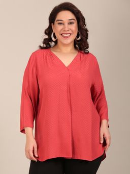 THE PINK MOON - Rust Regular Fit Textured Top