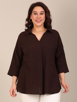 THE PINK MOON - Brown Regular Fit Self Design Top
