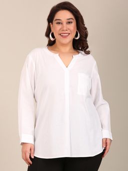THE PINK MOON - White Regular Fit Embroidered Top