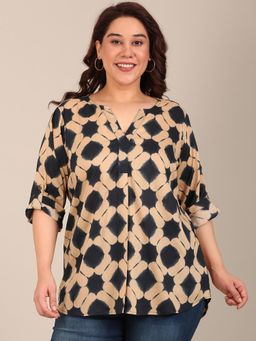 THE PINK MOON - Beige Regular Fit Printed Top