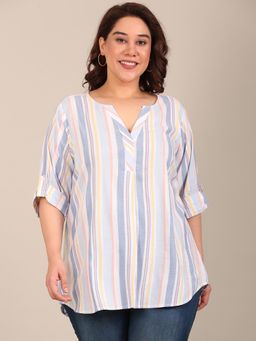 THE PINK MOON - Multi-Color Regular Fit Stripes Top