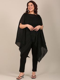 THE PINK MOON - Black Asymmetrical Fit Self Design Tunic