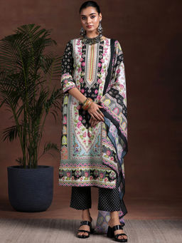 Libas - Black Poly Crepe Printed Kurta Sets for Women