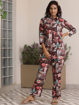 Libas - Women Brown Floral Co-Ord (Set of 2)
