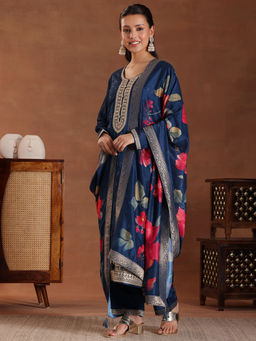 Libas - Blue Silk Blend Embroidered Kurta Sets for Women