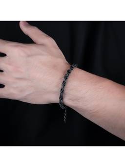 Salty - Obsidian Weave Chain Bracelet