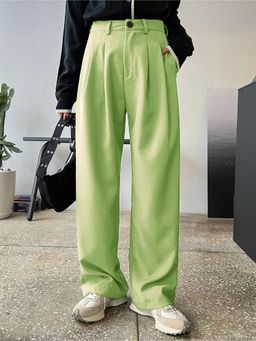 KOTTY - Women Regular Fit Green Viscose Rayon Trouser