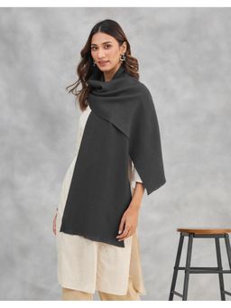 Fabindia - Women Textured Grey Wool Muffler