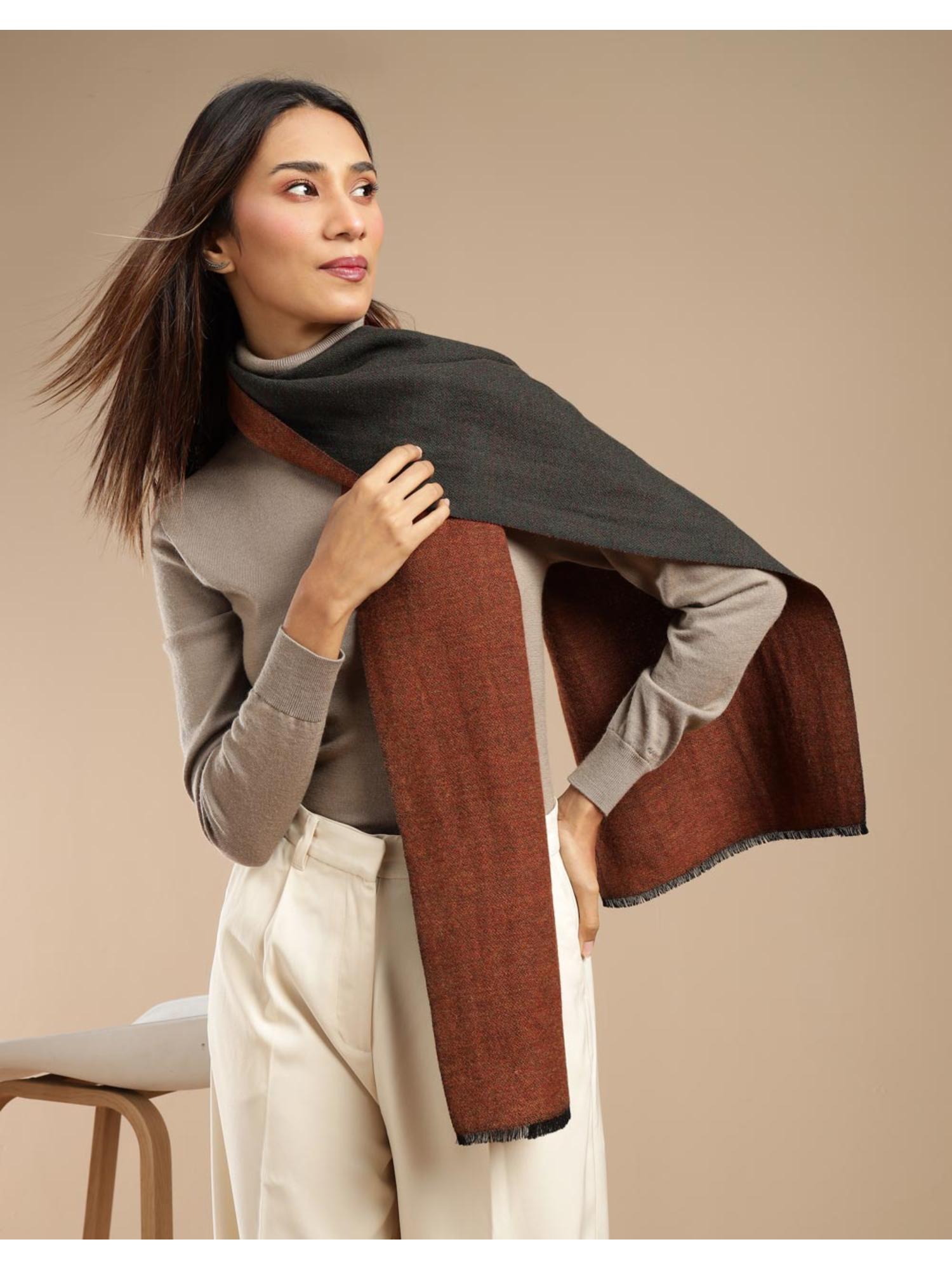 fabindia Women Colorblock Multi-Color Wool Muffler-picture-40