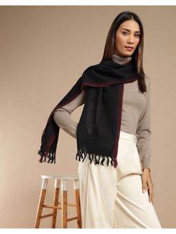 Fabindia - Women Solid/Plain Black Wool Muffler