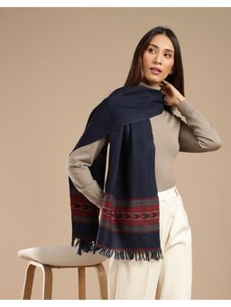 Fabindia - Women Printed Blue Wool Muffler