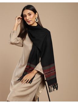 Fabindia - Women Printed Black Wool Muffler