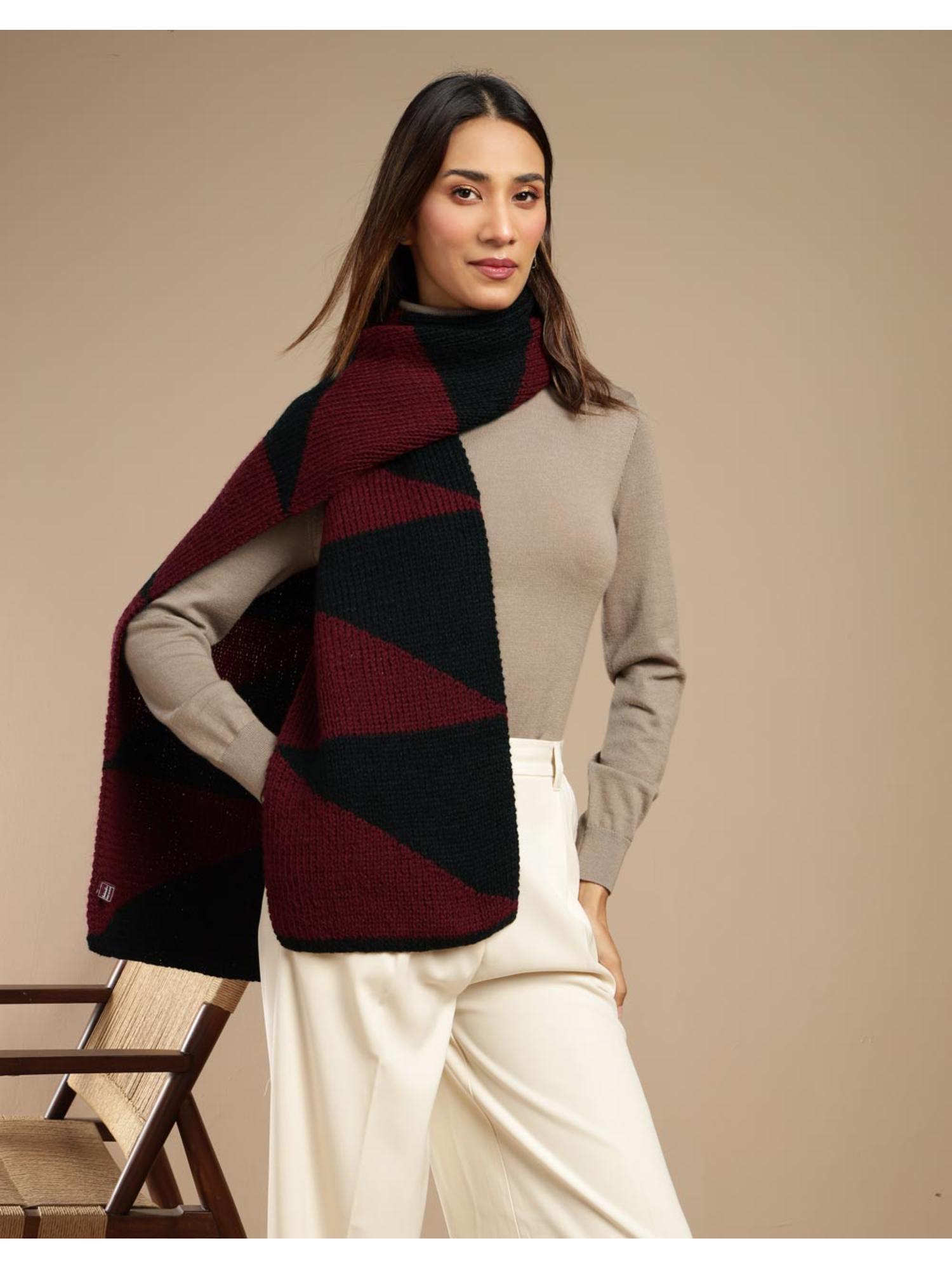fabindia Women Colorblock Multi-Color Acrylic Muffler-picture-42