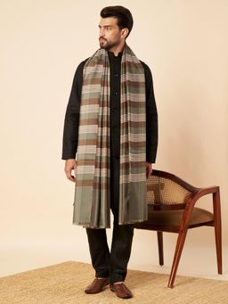 Zamour - Men Checks Grey Lohi Shawl