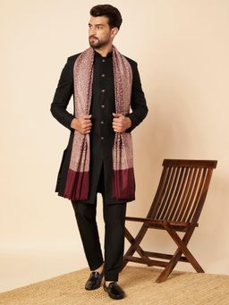 Zamour - Men Floral Maroon Kani Shawl