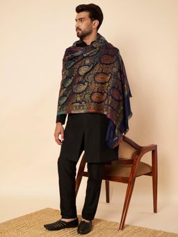 Zamour - Men Paisley Navy Blue Kashmiri Stole