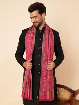 Zamour - Men Self Design Magenta Kani Shawl