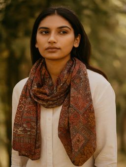 JEWELZ - Women Rust Printed Fashion Stole