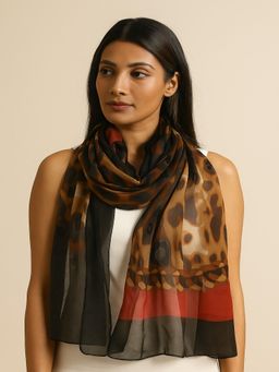 JEWELZ - Women Brown Leopard Print Scarf