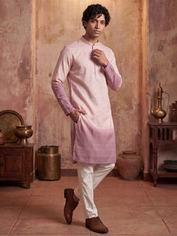 ETHNIC BAY - Pink Ombre Silk Blend Regular Kurta and Pant
