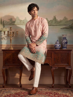 ETHNIC BAY - Peach Ombre Silk Blend Regular Kurta and Pant