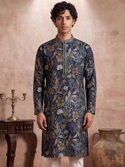ETHNIC BAY - Blue Floral Modal Regular Kurta