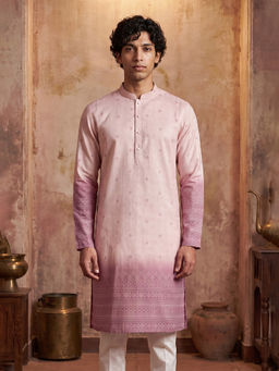 ETHNIC BAY - Pink Ombre Silk Blend Regular Kurta