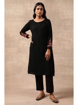 Folksong - Black Solid Winter Kurta
