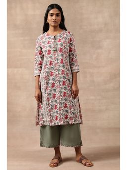Folksong - Floral Kurta - White