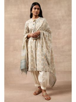 Folksong - Printed Dupatta - White