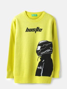 United Colors of Benetton - Regular Fit Round Neck Graphic Print Sweater