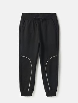 United Colors of Benetton - Solid Regular Fit Piping Detail Joggers - Black
