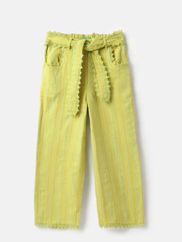 United Colors of Benetton - Printed Regular Fit Lace Details Pant with Belt - Green