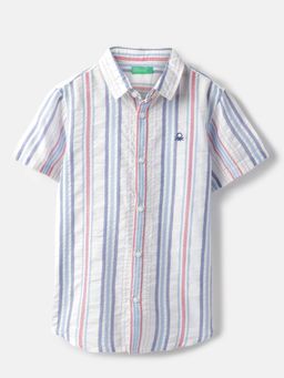 United Colors of Benetton - Regular Fit Spread Collar Striped Shirt - Multi-Color