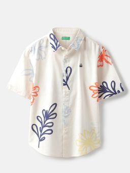 United Colors of Benetton - Boxy Fit Spread Collar Printed Shirt