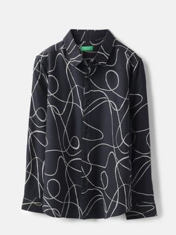 United Colors of Benetton - Regular Fit Spread Collar Printed Shirt