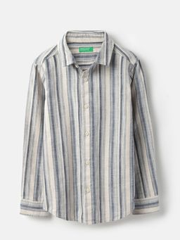 United Colors of Benetton - Regular Fit Spread Collar Striped Dobby Shirt